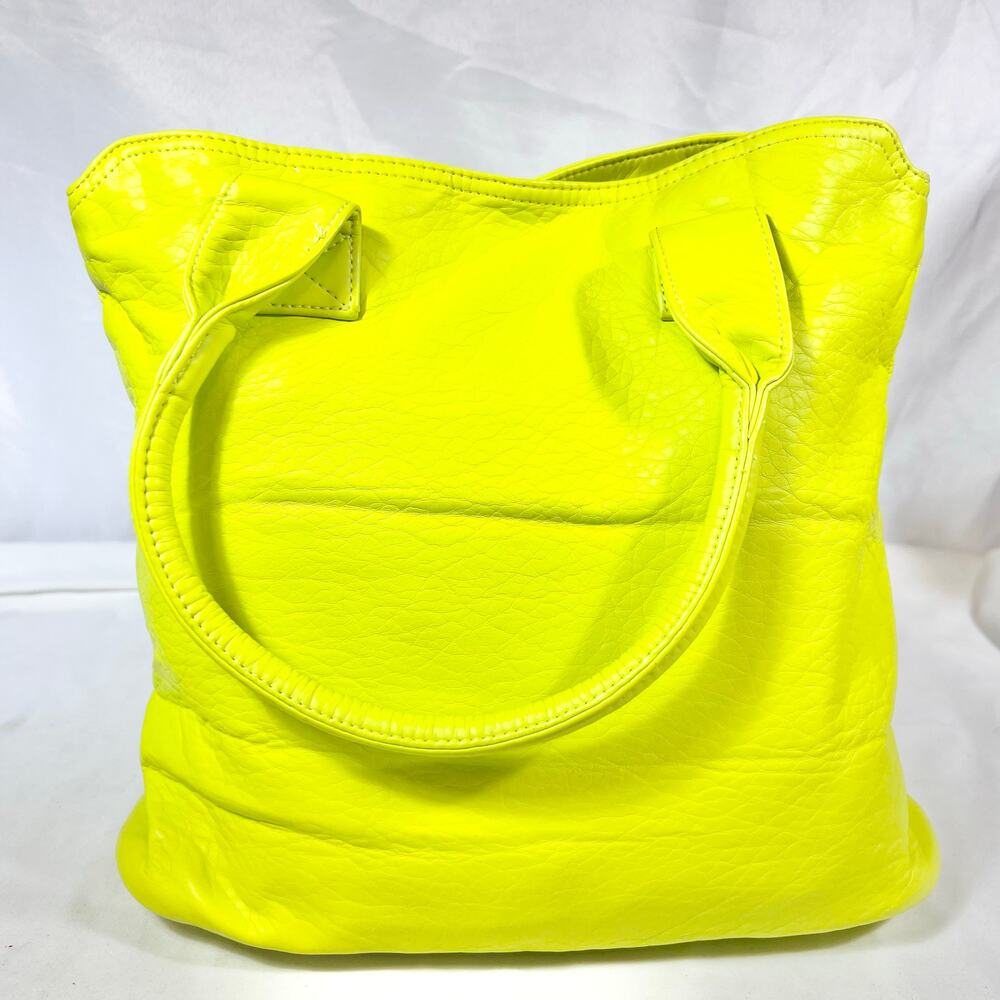 Vans Shoulder Tote Bag Purse Yellow Neon Post Up Zippers Snap Button New - Picture 2 of 12